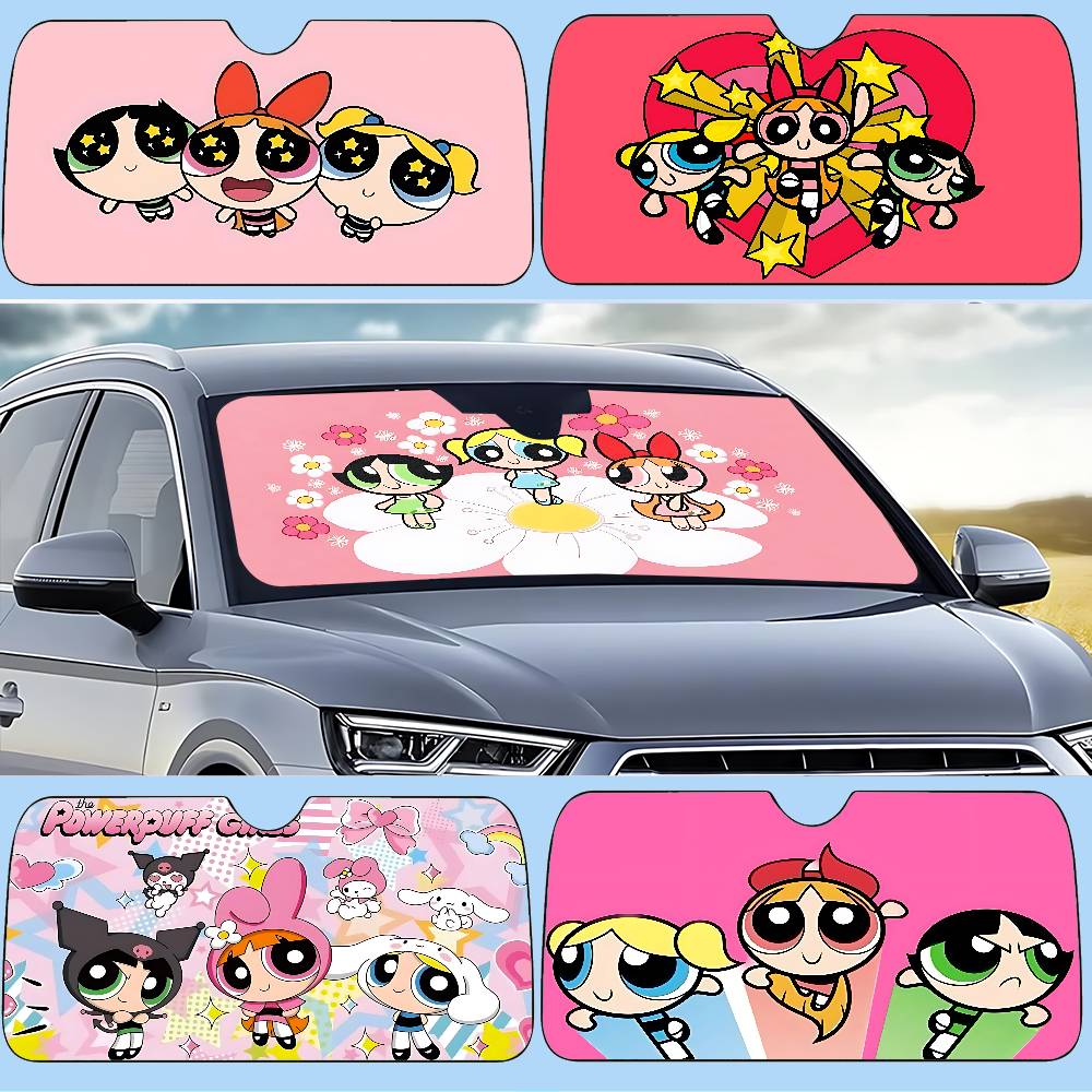 Windshield Sun Shade - Cute-P-pOwerPuff-G- Girls Parasol para parabrisas elegante